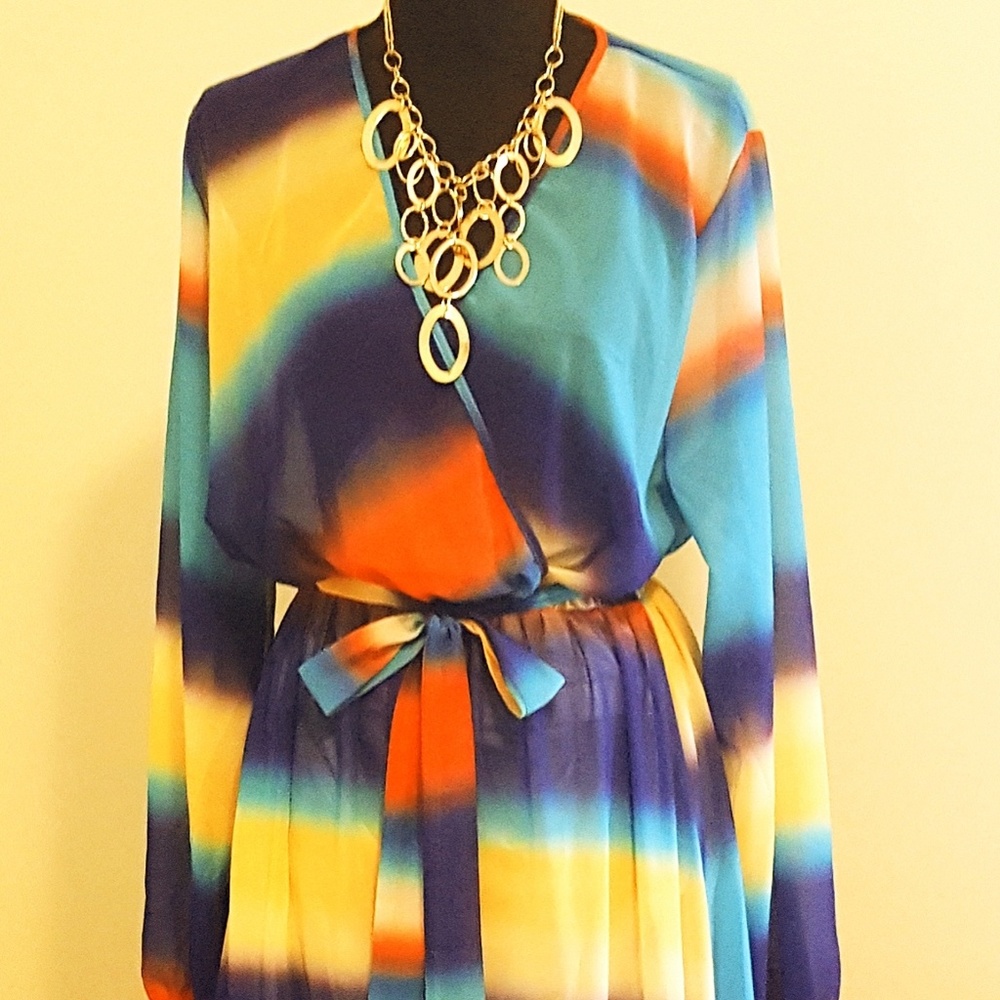 Beautiful Multi-colored Floor Length Maxi Dress